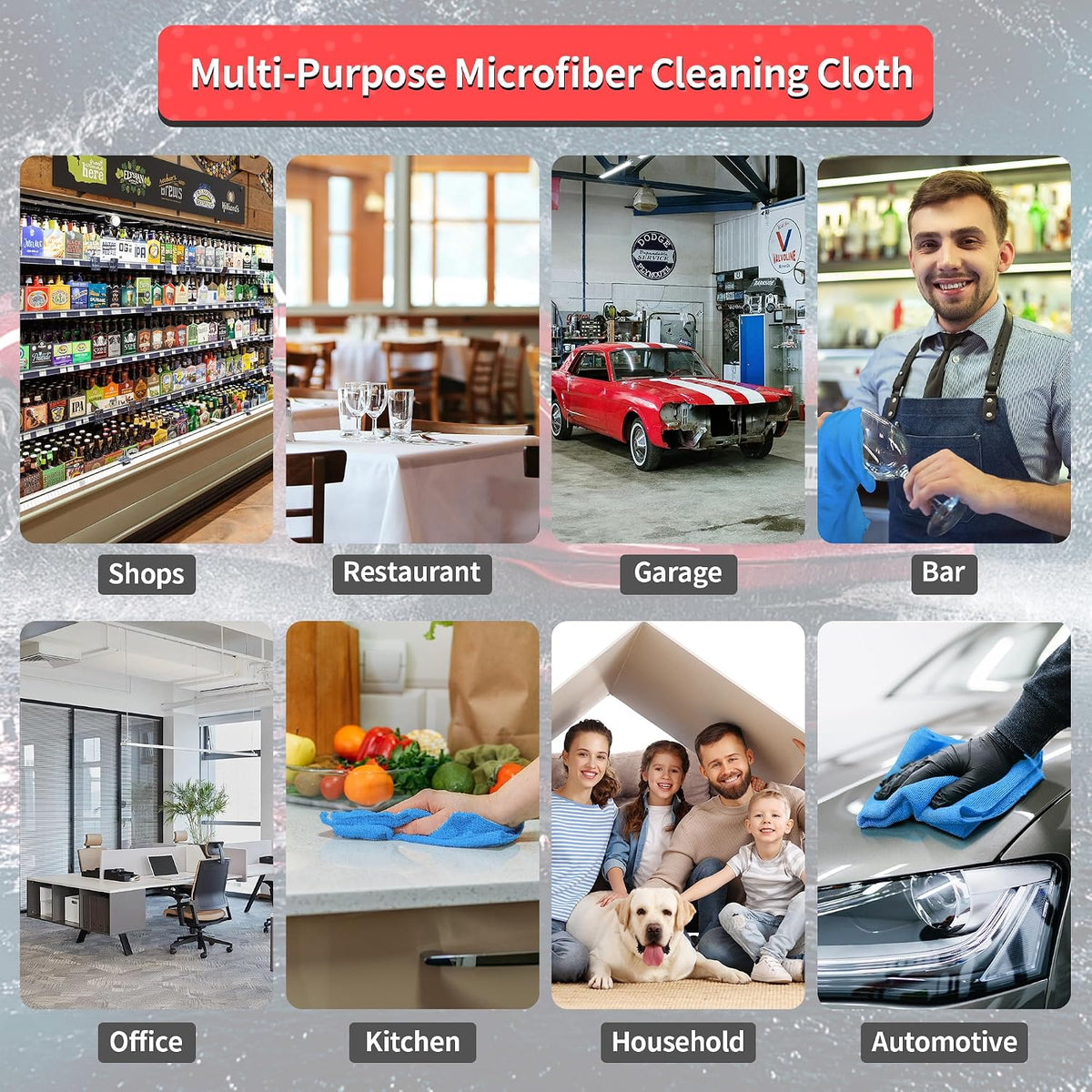 Microfiber Cleaning Cloth, Cleaning Rags Microfiber Towel Bulk Absorbent Lint-Free Wash Cloths, All-Purpose Shop Towels for Cars, Automotive, Garage, Home & Kitchen 11.5"*11.5"