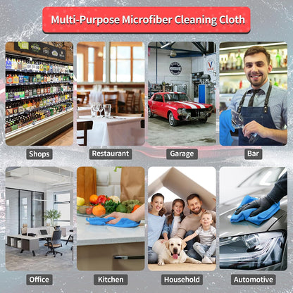 Microfiber Cleaning Cloth, Cleaning Rags Microfiber Towel Bulk Absorbent Lint-Free Wash Cloths, All-Purpose Shop Towels for Cars, Automotive, Garage, Home & Kitchen 11.5"*11.5"