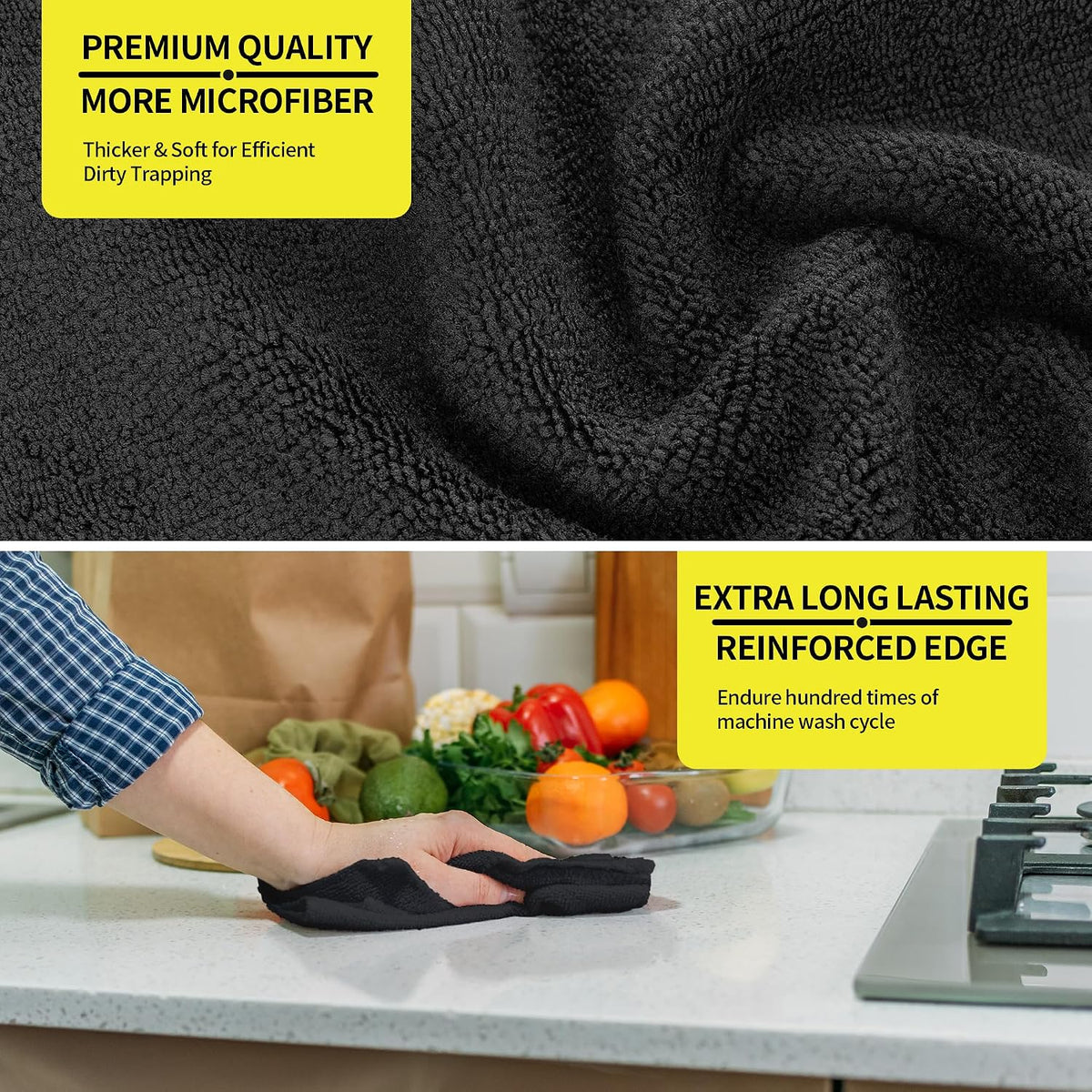 Microfiber Cleaning Cloth, Cleaning Rags Microfiber Towel Bulk Absorbent Lint-Free Wash Cloths, All-Purpose Shop Towels for Cars, Automotive, Garage, Home & Kitchen 11.5"*11.5"