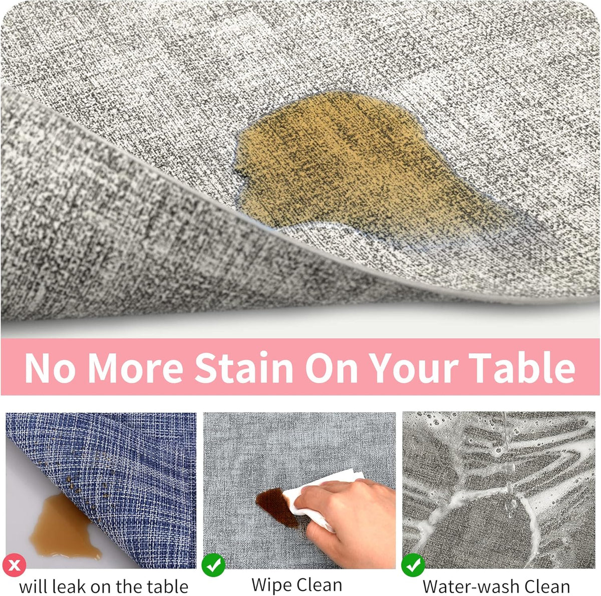 Maxpearl Faux Leather Placemats Set of 6 - Waterproof - Wipe Clean - Heat Resistant - Anti Slip Dining Table Place Mats, Suitable for Indoor & Outdoor Use, 17’’×12’’, Beige