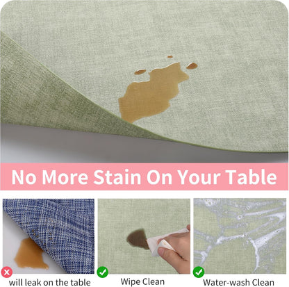Maxpearl Faux Leather Placemats Set of 6 - Waterproof - Wipe Clean - Heat Resistant - Anti Slip Dining Table Place Mats, Suitable for Indoor & Outdoor Use, 17’’×12’’, Beige