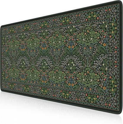 iCasso Desk Mat for Keyboard and Mouse, Large Mouse Pad, Desk Pad Mat, Anti-Slip Big Mousepad with Stitched Edges for Computer Desktop(Deep Green)