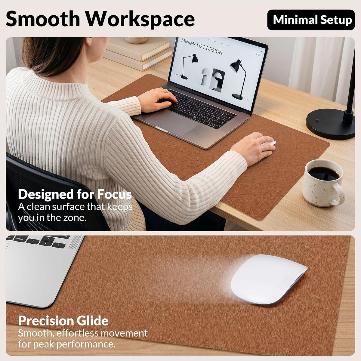 Large Desk Mat, 47" x 17", Black