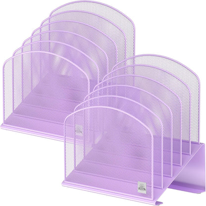 Delifox Inclined Desk File Organizer,Vertical File Folder Holder Stand Metal Rack File Sorter for Office Classroom Desktop Organization