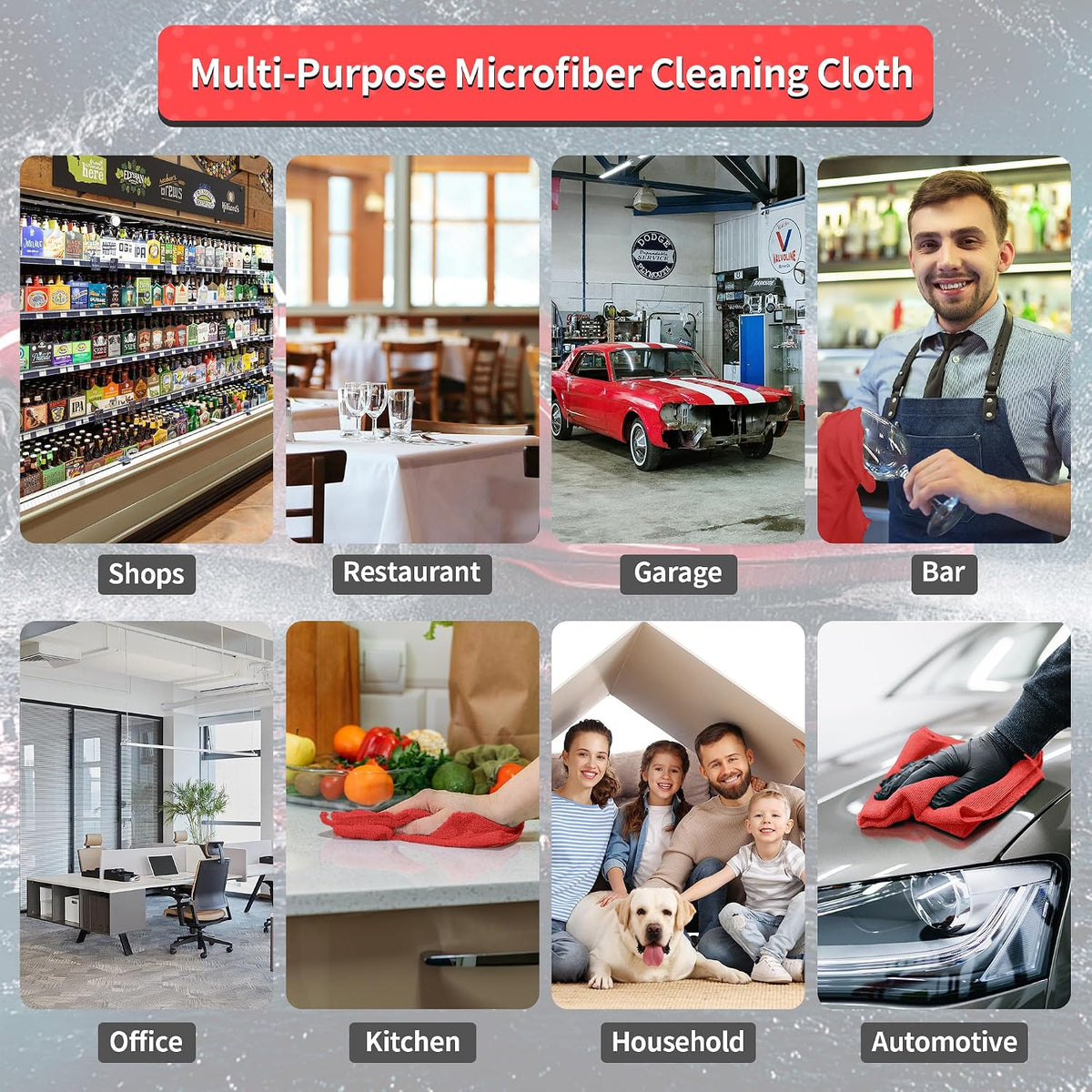 Microfiber Cleaning Cloth, Cleaning Rags Microfiber Towel Bulk Absorbent Lint-Free Wash Cloths, All-Purpose Shop Towels for Cars, Automotive, Garage, Home & Kitchen 11.5"*11.5"