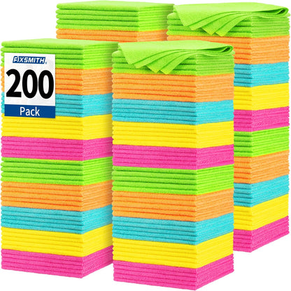Shop Towels, Pack of 200, Grey Microfiber Cleaning Cloth Bulk, Microfiber Towels for Cars, All-Purpose Absorbent Cleaning Rags, Dust Cloth for Automotive, Mechanic, Garage, 11.5 x 11.5 inch