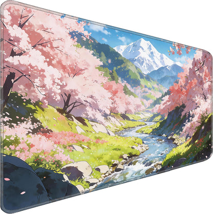 31.5" x 15.7" Waterproof Fabric Desk Pad, Rubber Anti-Slip Base, Stitched Edges No Curling, Fits Laptop Keyboard and Mouse, Smooth Office Mat Large Mouse Pad for Work Game, Black