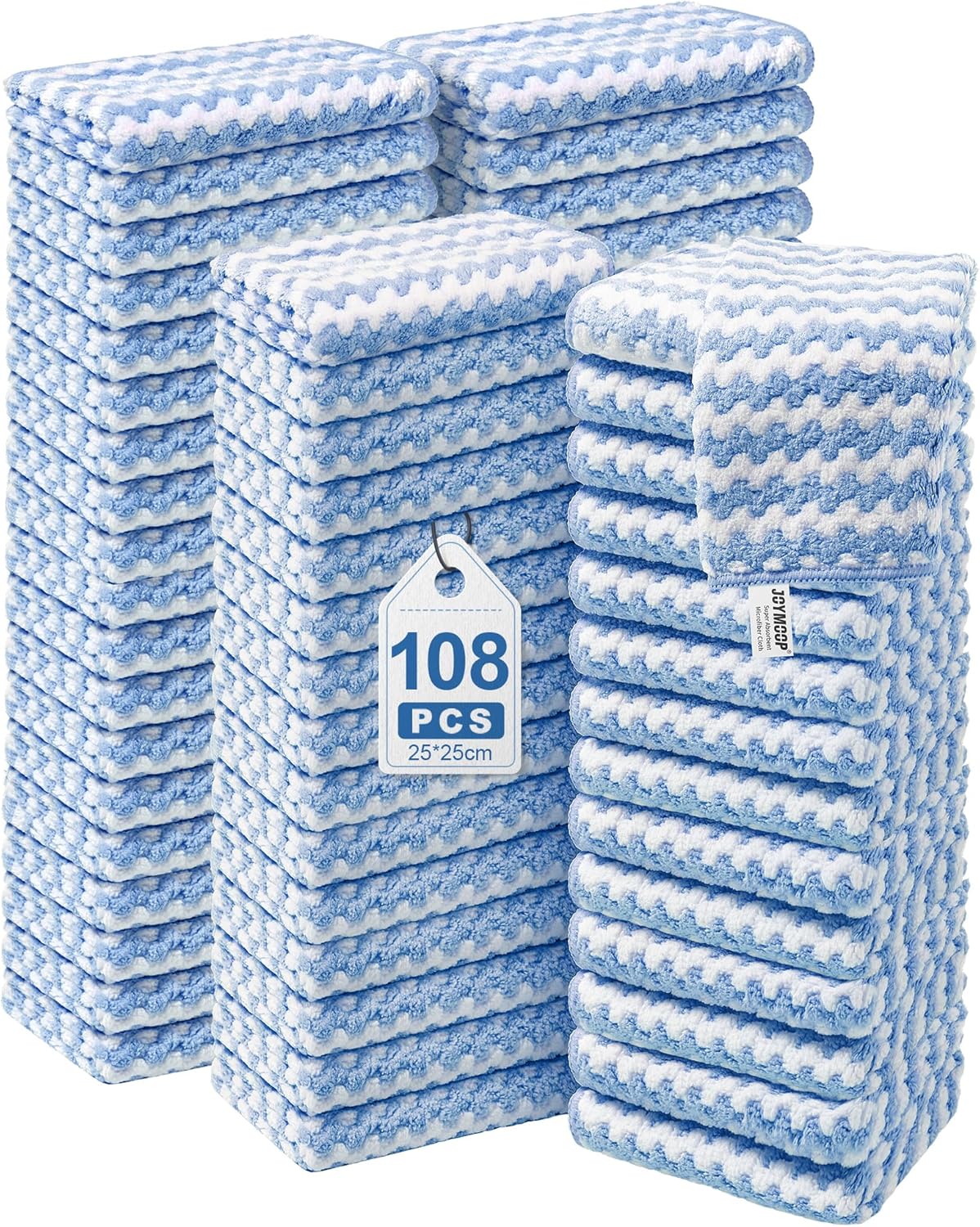 18 Pack Microfiber Cleaning Cloth, Kitchen Towels for Dish Drying Washing, Absorbent Streak Free Lint Free Rags for Cleaning, Reusable and Washable Towels - 10" x 10"