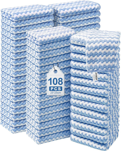 18 Pack Microfiber Cleaning Cloth, Kitchen Towels for Dish Drying Washing, Absorbent Streak Free Lint Free Rags for Cleaning, Reusable and Washable Towels - 10" x 10"