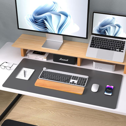 Aothia Leather Office Desk Pad Protector, Non-Slip PU Leather Desk Blotter, Waterproof Laptop Writing Mouse Pad for Office and Home, Black, 31.5" x 15.7" - Colors B