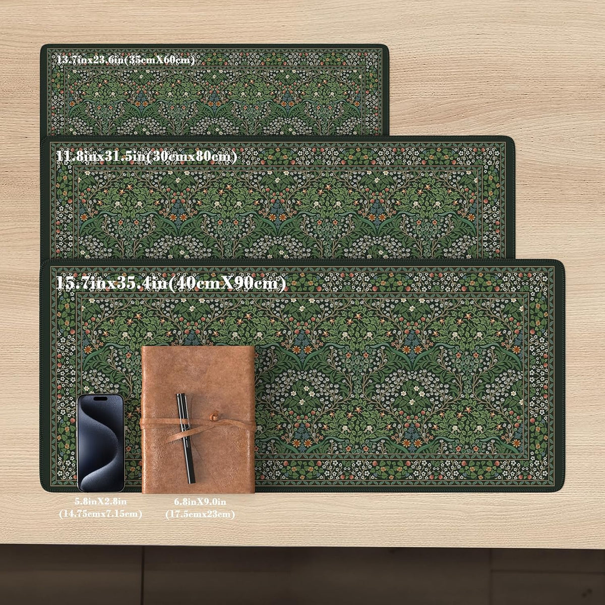 iCasso Desk Mat for Keyboard and Mouse, Large Mouse Pad, Desk Pad Mat, Anti-Slip Big Mousepad with Stitched Edges for Computer Desktop(Deep Green)