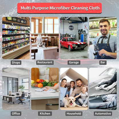 Microfiber Cleaning Cloth, Cleaning Rags Microfiber Towel Bulk Absorbent Lint-Free Wash Cloths, All-Purpose Shop Towels for Cars, Automotive, Garage, Home & Kitchen 11.5"*11.5"