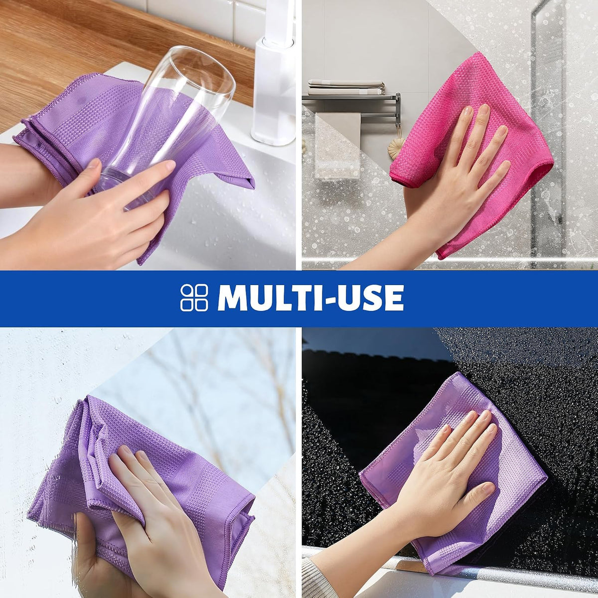 18 Pack Microfiber Cleaning Cloth, Kitchen Towels for Dish Drying Washing, Absorbent Streak Free Lint Free Rags for Cleaning, Reusable and Washable Towels - 10" x 10"
