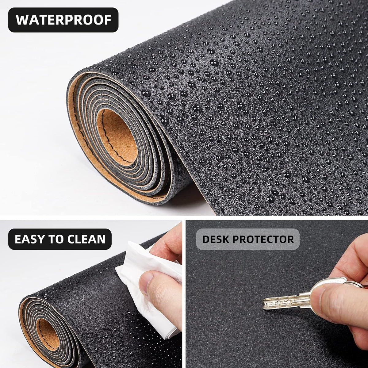 Large Desk Mat, 47" x 17", Black