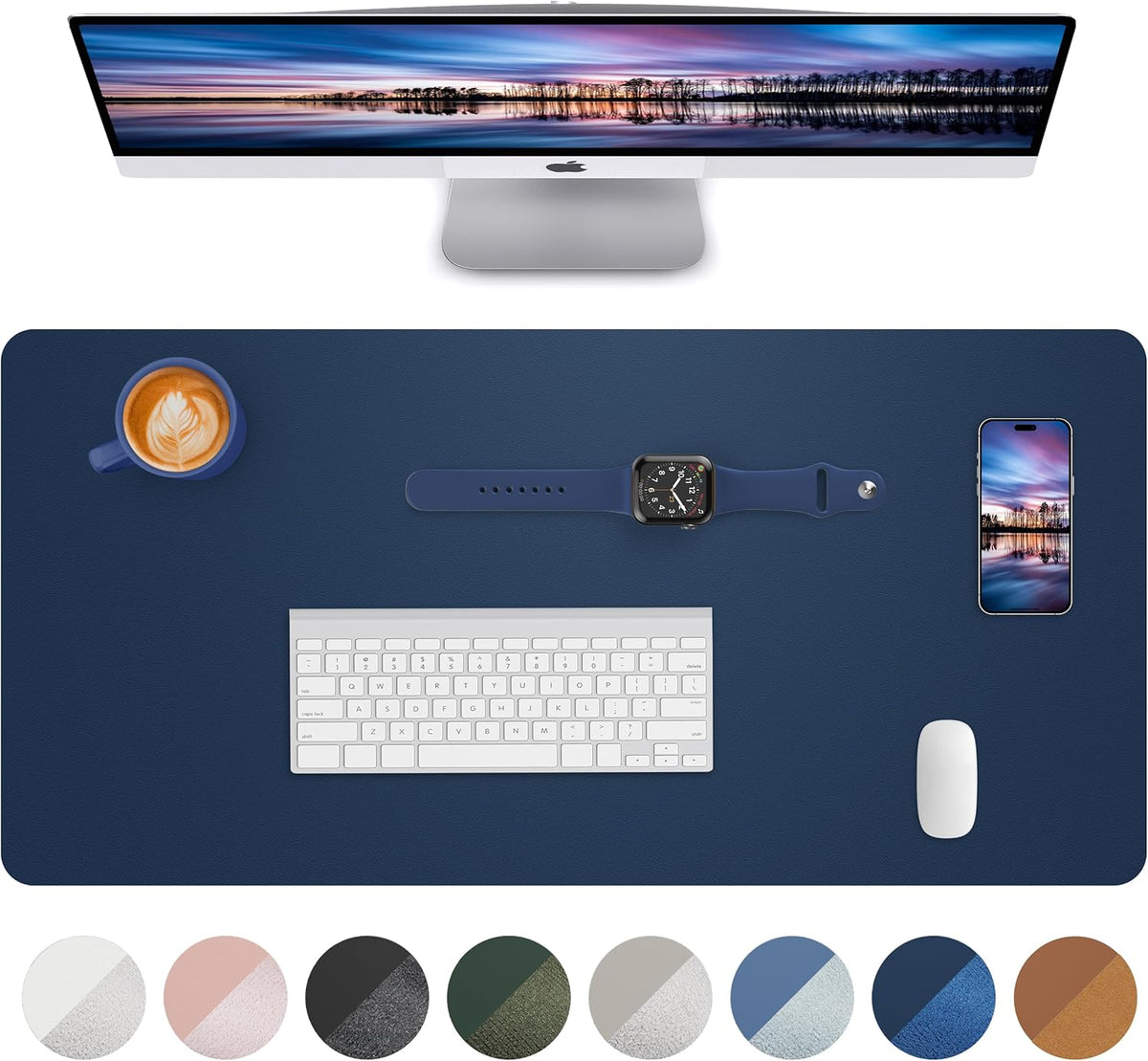 Large Desk pad mat,Mouse Pad,Office Desk Mat, Non-Slip PU Leather Desk Blotter,Large Desk pad,Waterproof Keyboard mat for Office/Home/Decor (Black,48" x 17")