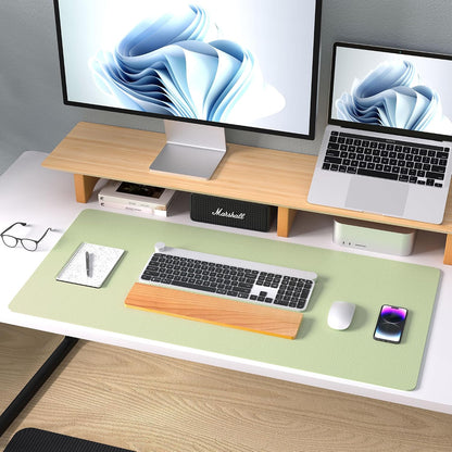 Aothia Leather Office Desk Pad Protector, Non-Slip PU Leather Desk Blotter, Waterproof Laptop Writing Mouse Pad for Office and Home, Black, 31.5" x 15.7" - Colors A