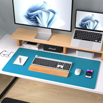 Aothia Leather Office Desk Pad Protector, Non-Slip PU Leather Desk Blotter, Waterproof Laptop Writing Mouse Pad for Office and Home, Black, 31.5" x 15.7" - Colors B
