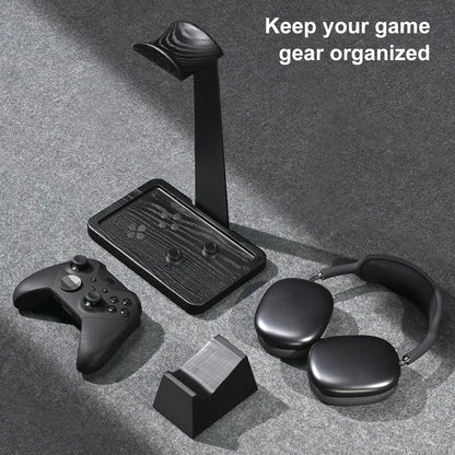 UPERGO Solid Wood Headphone Stand with Controller Holder for Desk | Natural Solid Wood, Holds 1 Headset & 1 Controller, Gamer Gifts for Men, Gaming Desk Accessories for PS5/Xbox/Switch
