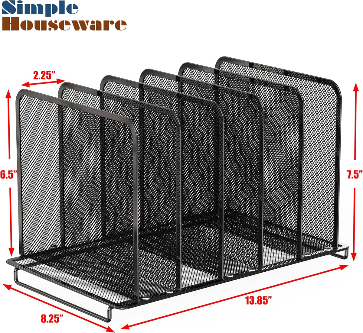 Simple Houseware Expandable 5 Section Upright File Sorter Organizer, Black