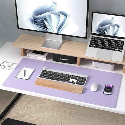 Aothia Leather Office Desk Pad Protector, Non-Slip PU Leather Desk Blotter, Waterproof Laptop Writing Mouse Pad for Office and Home, Black, 31.5" x 15.7" - Colors B