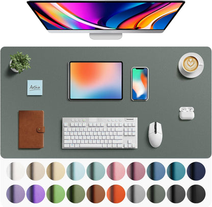 Aothia Leather Office Desk Pad Protector, Non-Slip PU Leather Desk Blotter, Waterproof Laptop Writing Mouse Pad for Office and Home, Black, 31.5" x 15.7" - Colors A