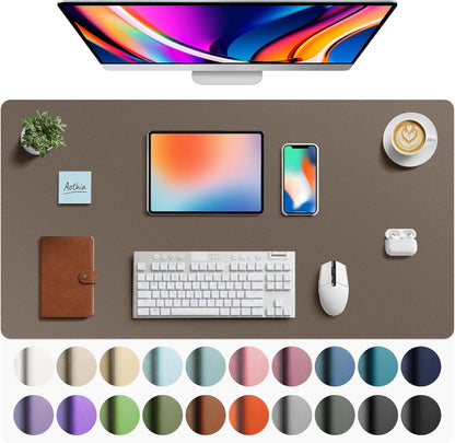 Aothia Leather Office Desk Pad Protector, Non-Slip PU Leather Desk Blotter, Waterproof Laptop Writing Mouse Pad for Office and Home, Black, 31.5" x 15.7" - Colors B