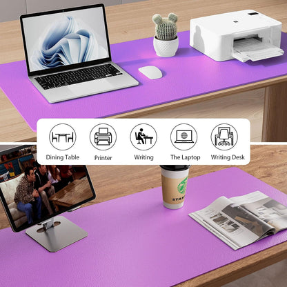 Aothia Leather Office Desk Pad Protector, Non-Slip PU Leather Desk Blotter, Waterproof Laptop Writing Mouse Pad for Office and Home, Black, 31.5" x 15.7" - Colors B