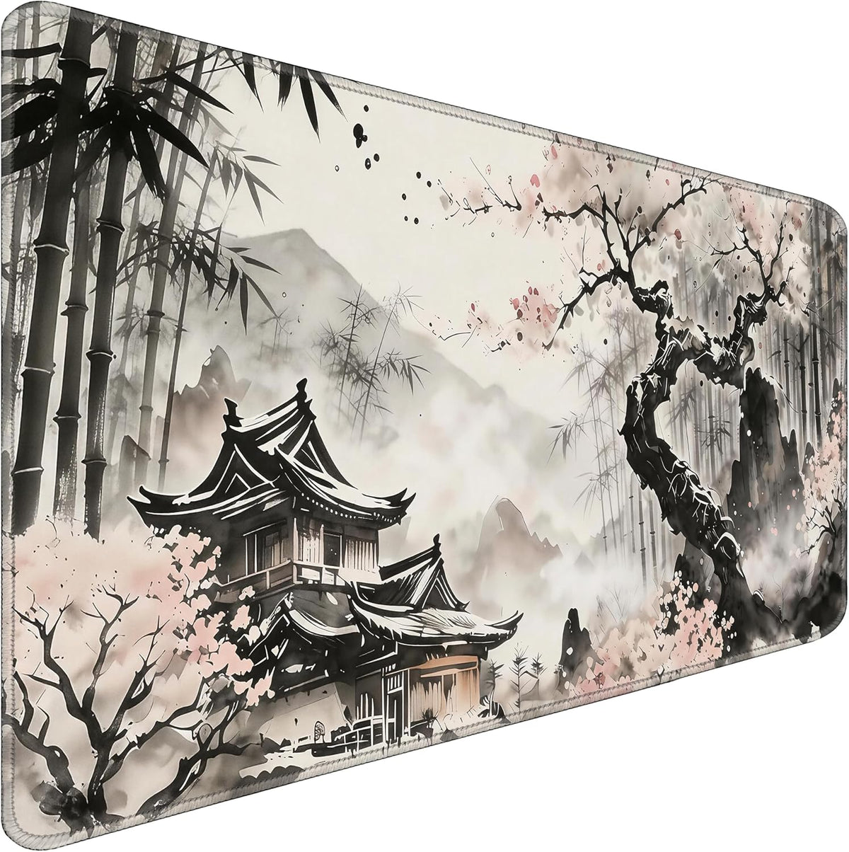 31.5" x 15.7" Waterproof Fabric Desk Pad, Rubber Anti-Slip Base, Stitched Edges No Curling, Fits Laptop Keyboard and Mouse, Smooth Office Mat Large Mouse Pad for Work Game, Black