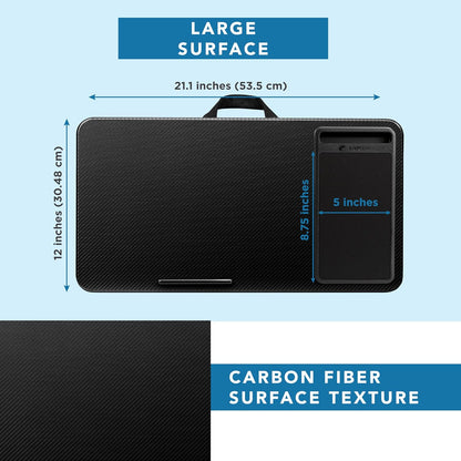 LAPGEAR Home Office Pro Lap Desk with Wrist Rest, Mouse Pad, and Phone Holder - Black Carbon - Fits up to 15.6 Inch Laptops - Style No. 91598