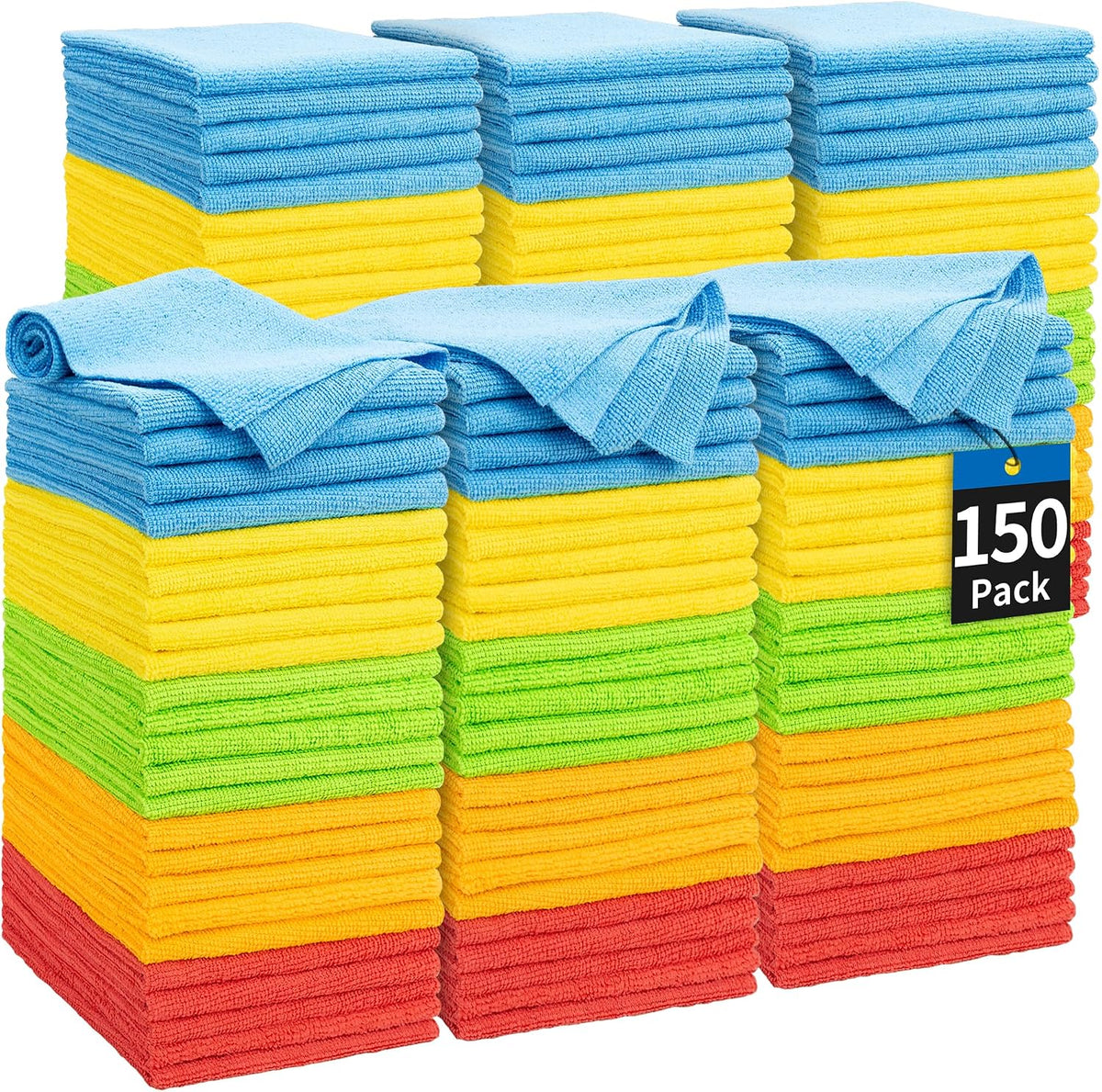 Microfiber Cleaning Cloth, Cleaning Rags Microfiber Towel Bulk Absorbent Lint-Free Wash Cloths, All-Purpose Shop Towels for Cars, Automotive, Garage, Home & Kitchen 11.5"*11.5"