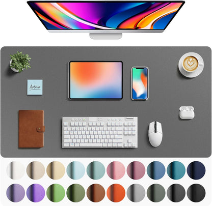 Aothia Leather Office Desk Pad Protector, Non-Slip PU Leather Desk Blotter, Waterproof Laptop Writing Mouse Pad for Office and Home, Black, 31.5" x 15.7" - Colors B