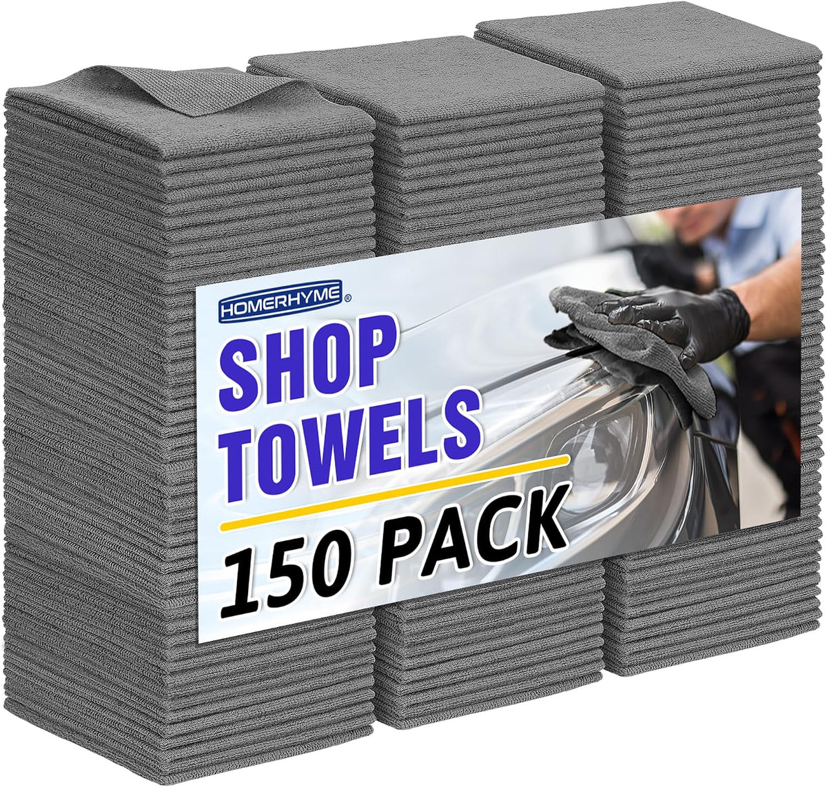 Microfiber Cleaning Cloth, Cleaning Rags Microfiber Towel Bulk Absorbent Lint-Free Wash Cloths, All-Purpose Shop Towels for Cars, Automotive, Garage, Home & Kitchen 11.5"*11.5"