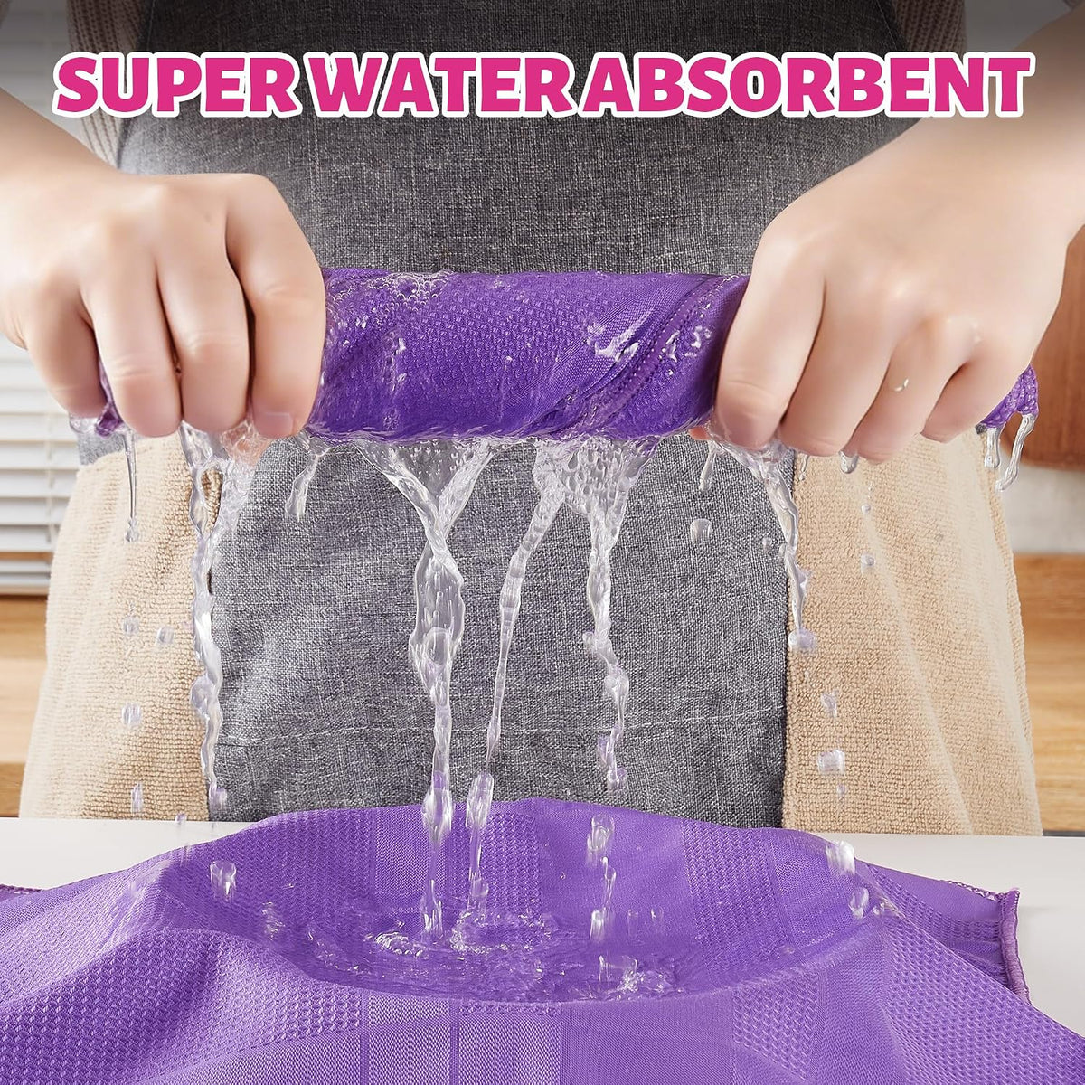 18 Pack Microfiber Cleaning Cloth, Kitchen Towels for Dish Drying Washing, Absorbent Streak Free Lint Free Rags for Cleaning, Reusable and Washable Towels - 10" x 10"