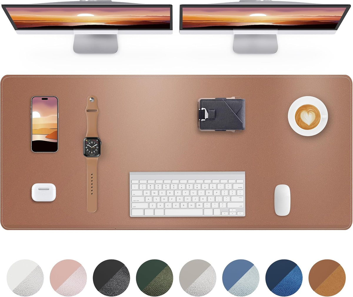 AFIING Large Desk Mat 55" x 24" - PU Leather Desk Pad Protector, Waterproof Non-Slip Extended Mouse Pad for Office Desk, Keyboard, Laptop and Home Workspace (Black)