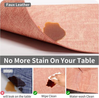 Maxpearl Faux Leather Placemats Set of 6 - Waterproof - Wipe Clean - Heat Resistant - Anti Slip Dining Table Place Mats, Suitable for Indoor & Outdoor Use, 17’’×12’’, Beige