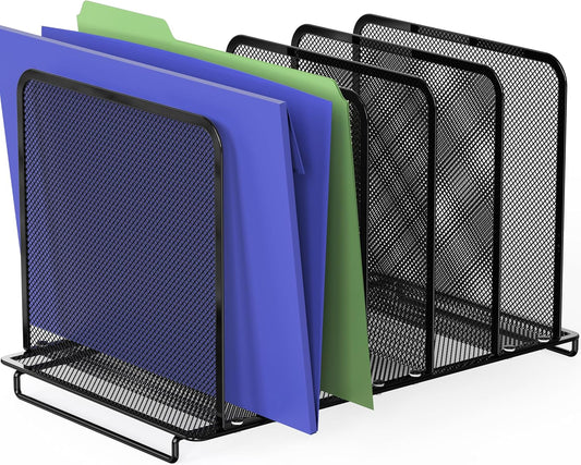 Simple Houseware 5 Section Upright File Sorter Organizer, Black