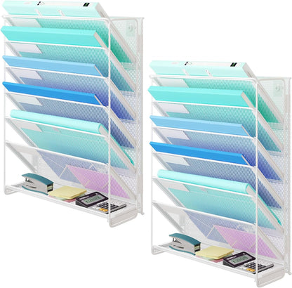 Kuntine.B Wall File Organizer Office Hanging Magazine Holder Wall File Organizer for Office Home (Black, 5 Tier)