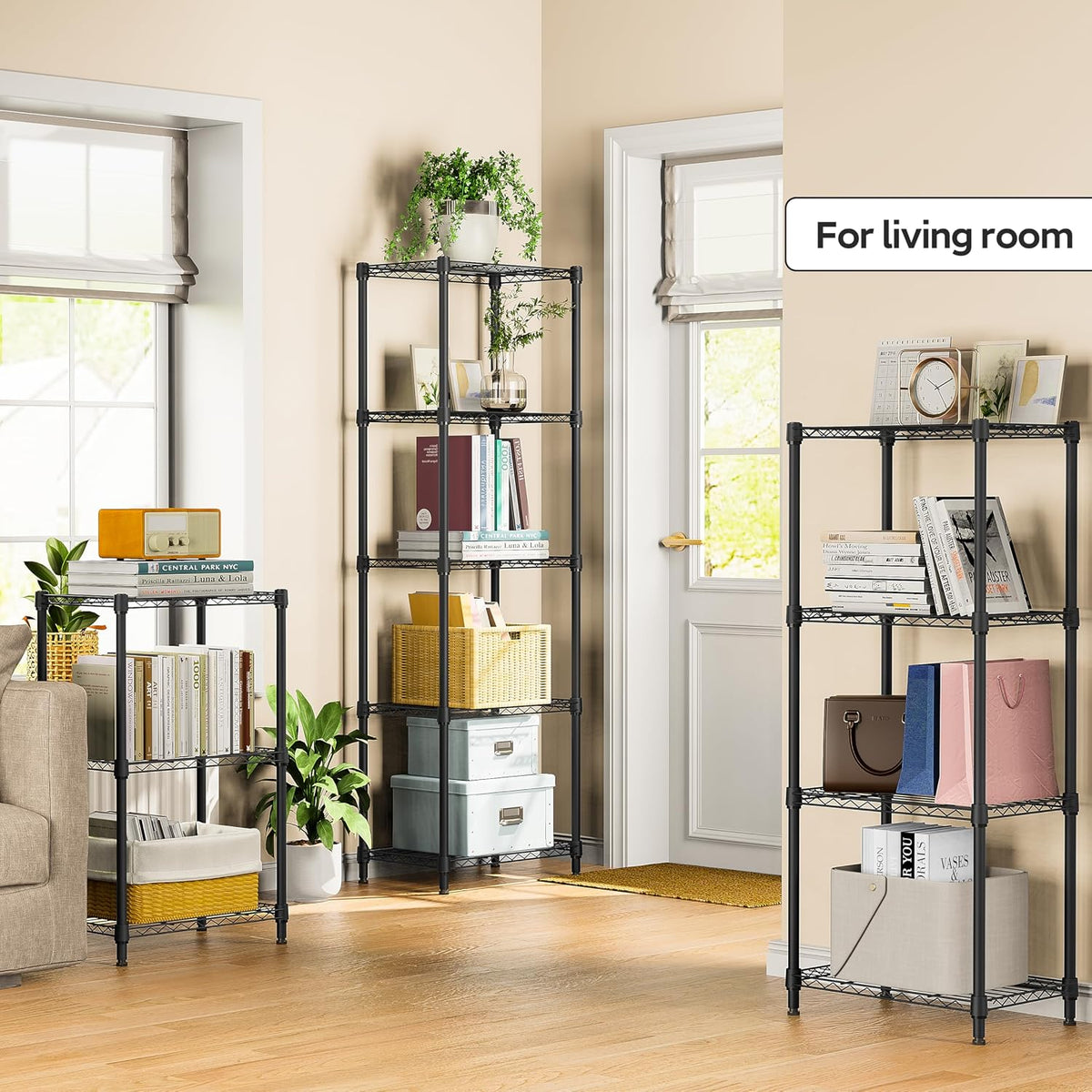 M MZG 450 lbs Steel Storage Shelving 3-Tier Utility Shelving Unit Steel Organizer Wire Rack for Home,Kitchen,Office (11.8" D x 17.7" W x 26.3" H) - Colors B