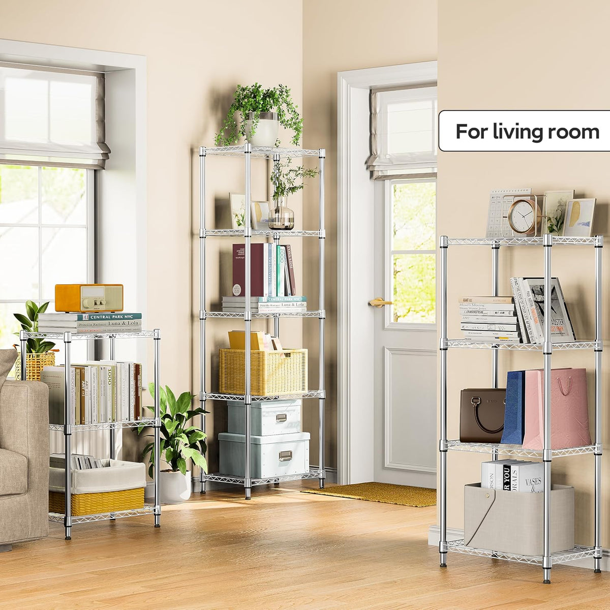 M MZG 450 lbs Steel Storage Shelving 3-Tier Utility Shelving Unit Steel Organizer Wire Rack for Home,Kitchen,Office (11.8" D x 17.7" W x 26.3" H) - Colors B