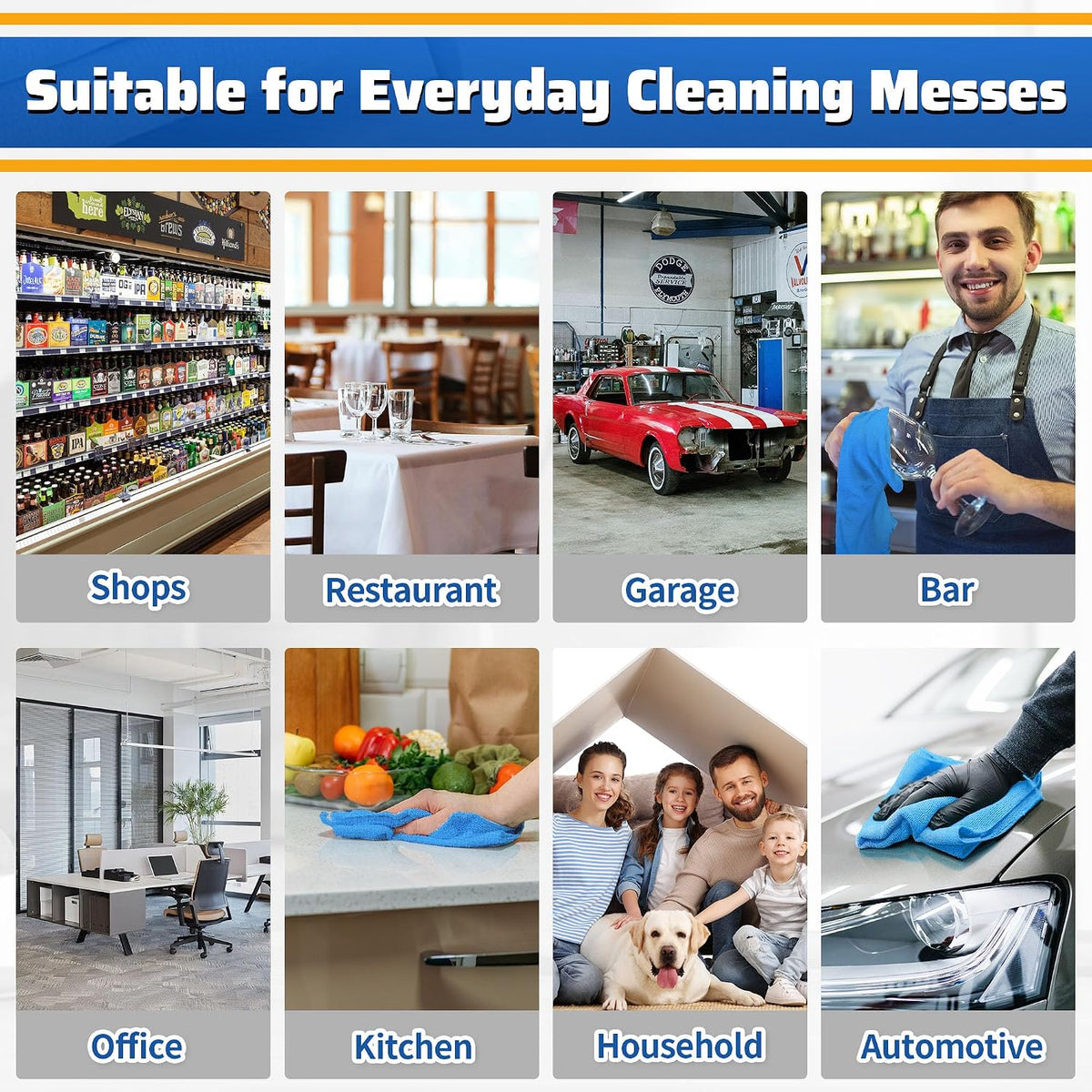 Microfiber Cleaning Cloth, Cleaning Rags Microfiber Towel Bulk Absorbent Lint-Free Wash Cloths, All-Purpose Shop Towels for Cars, Automotive, Garage, Home & Kitchen 11.5"*11.5"