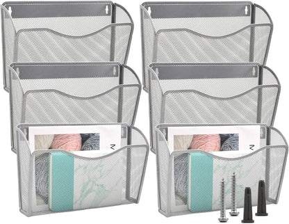 EASEPRES 3 Single Pocket Mesh Hanging File Organizer, Vertical Wall Mounted Magazine File Holder, Mount Basket Mail Paper Document Folder Organizing for Office, Home and School, Black