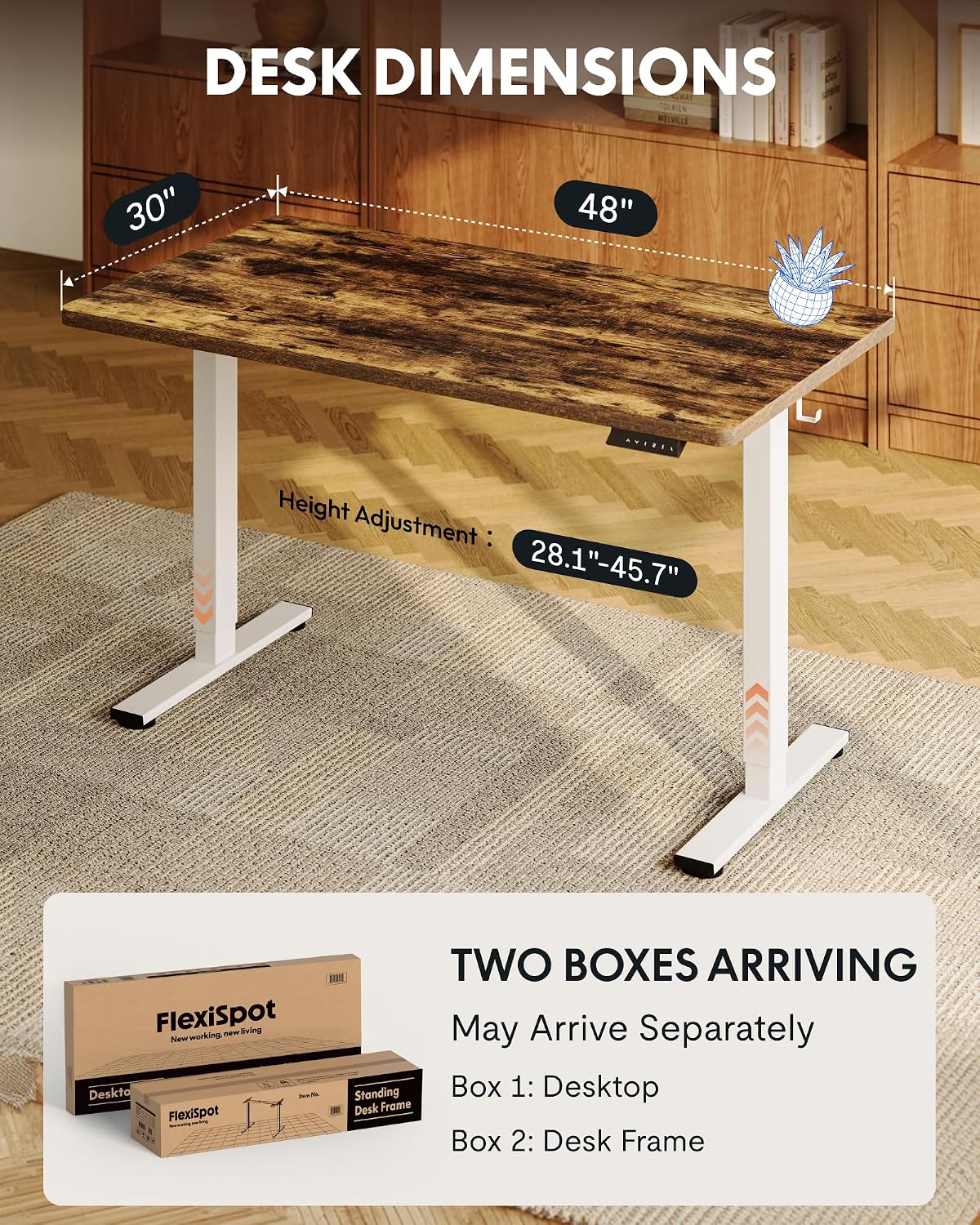 EN1 48"x24" One-Piece Standing Desk, White