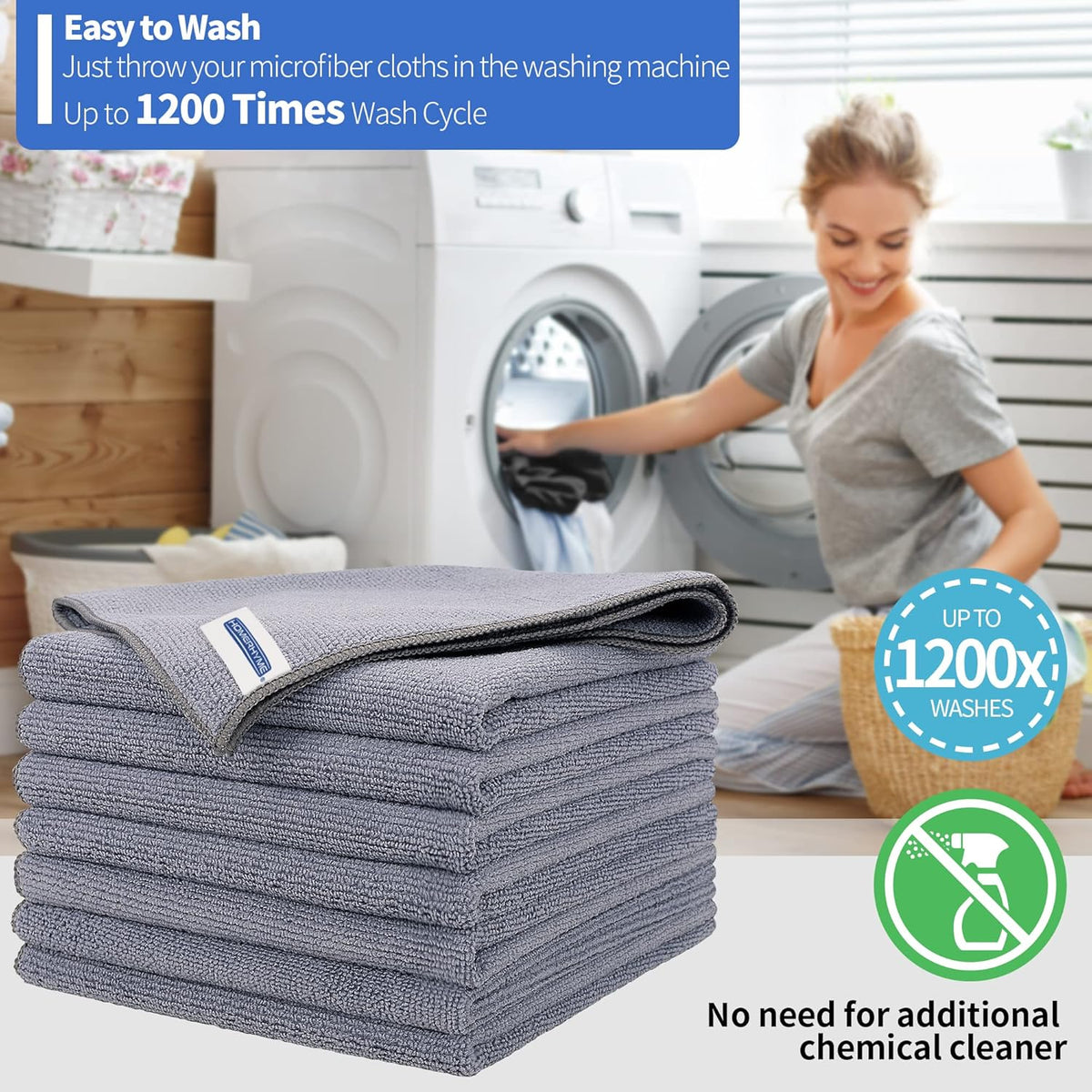 Microfiber Cleaning Cloth, Cleaning Rags Microfiber Towel Bulk Absorbent Lint-Free Wash Cloths, All-Purpose Shop Towels for Cars, Automotive, Garage, Home & Kitchen 11.5"*11.5"