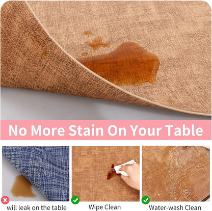 Maxpearl Faux Leather Placemats Set of 6 - Waterproof - Wipe Clean - Heat Resistant - Anti Slip Dining Table Place Mats, Suitable for Indoor & Outdoor Use, 17’’×12’’, Beige