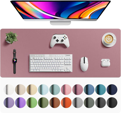 Aothia Leather Office Desk Pad Protector, Non-Slip PU Leather Desk Blotter, Waterproof Laptop Writing Mouse Pad for Office and Home, Black, 31.5" x 15.7" - Colors A