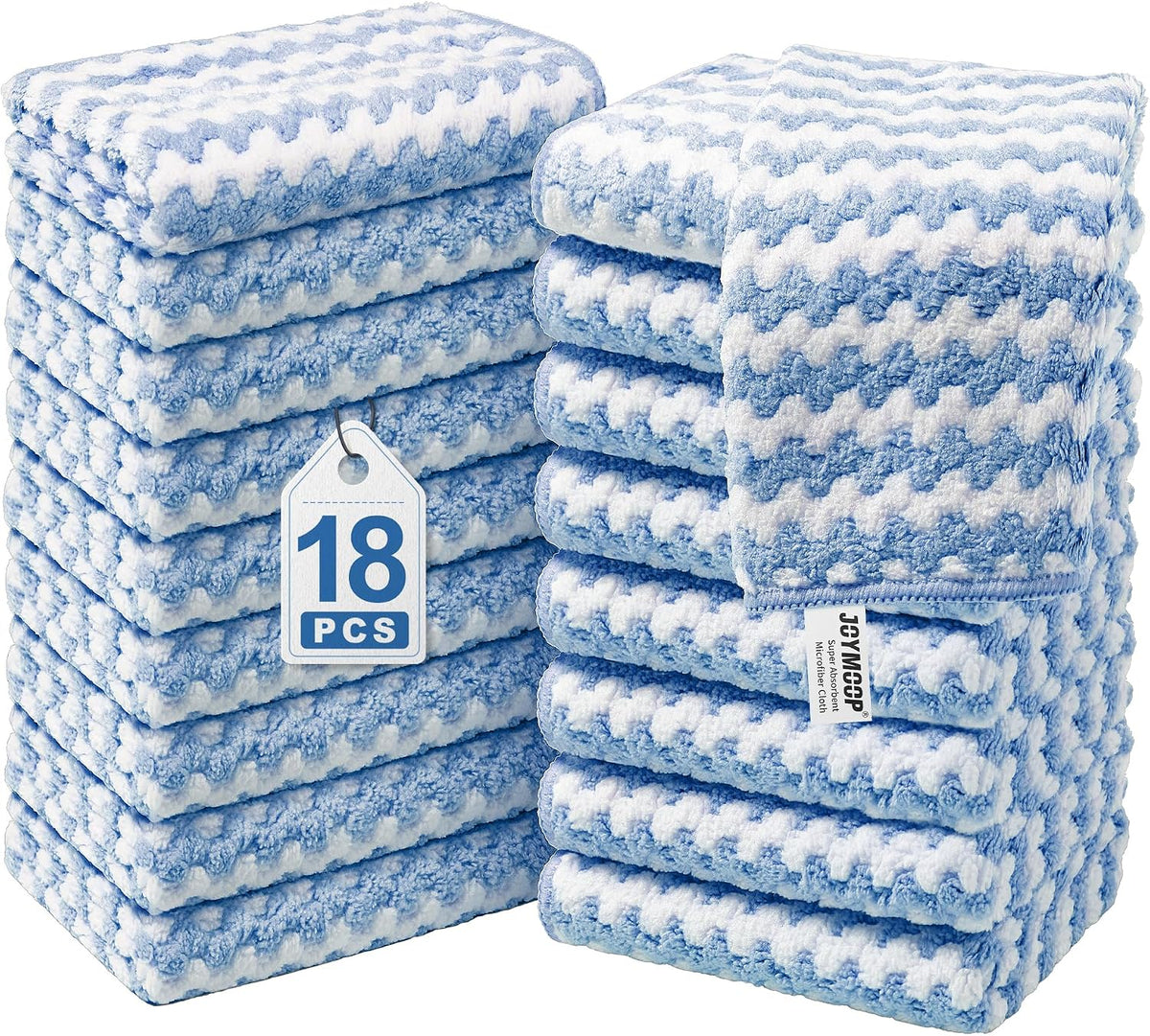 18 Pack Microfiber Cleaning Cloth, Kitchen Towels for Dish Drying Washing, Absorbent Streak Free Lint Free Rags for Cleaning, Reusable and Washable Towels - 10" x 10"