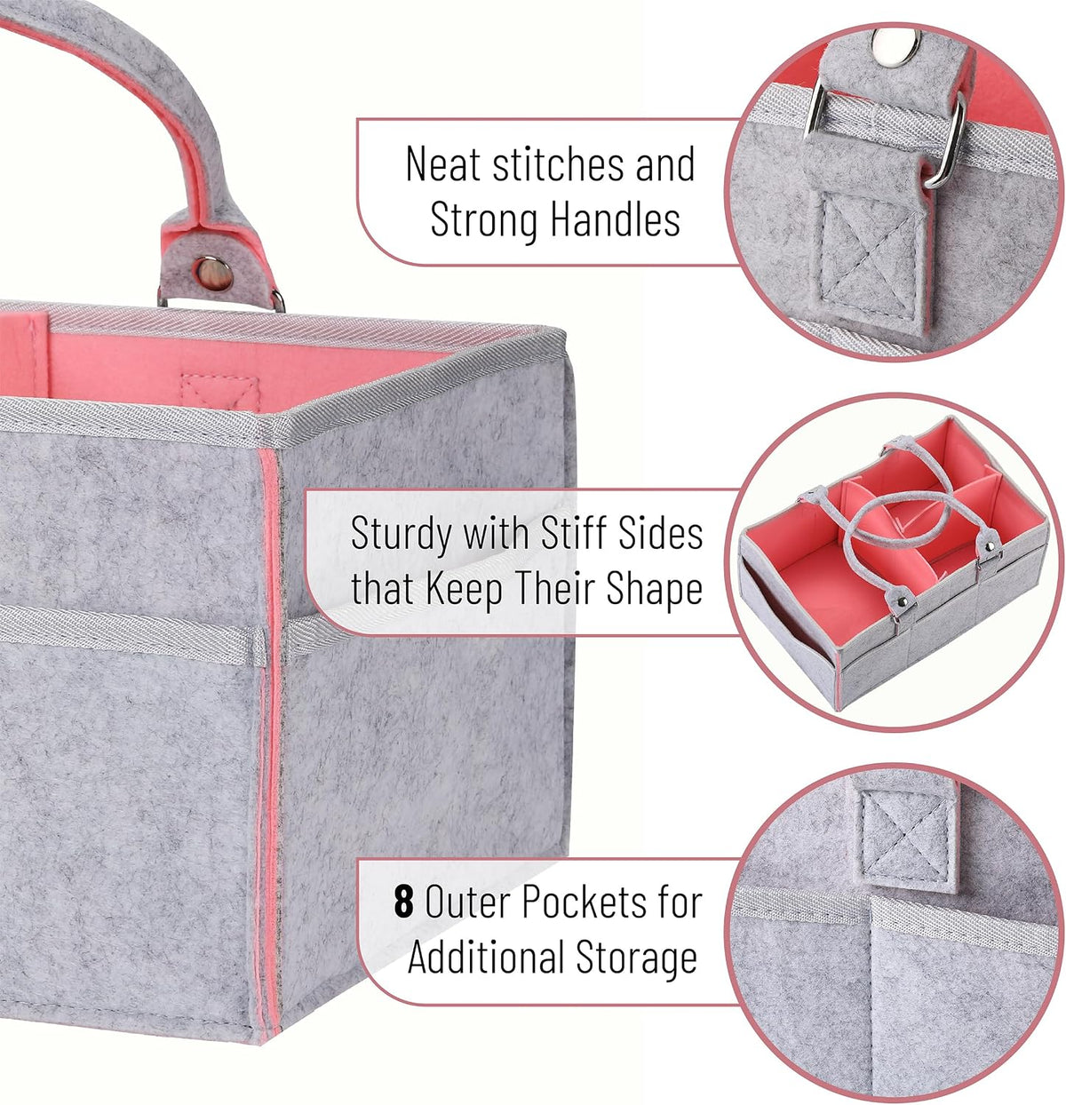 Baby Diaper Caddy Organizer, Gray, Medium