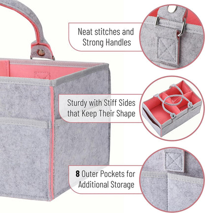 Baby Diaper Caddy Organizer, Gray, Medium