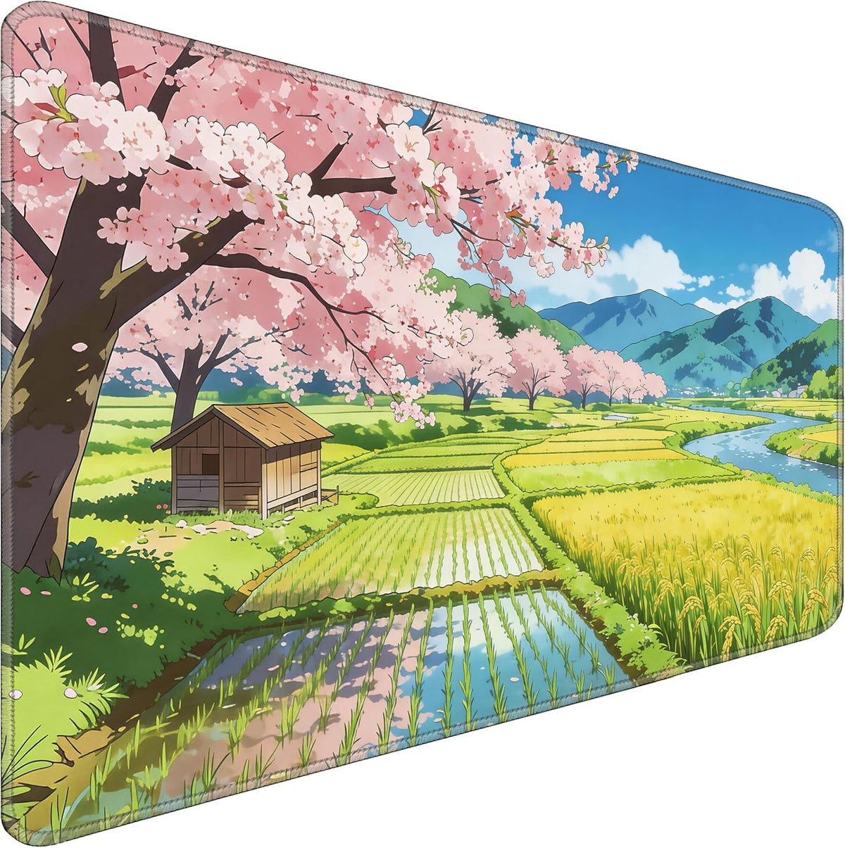 31.5" x 15.7" Waterproof Fabric Desk Pad, Rubber Anti-Slip Base, Stitched Edges No Curling, Fits Laptop Keyboard and Mouse, Smooth Office Mat Large Mouse Pad for Work Game, Black
