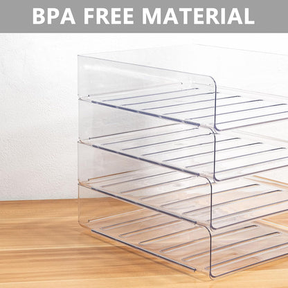 Desk Organizer, Clear Office Organization and Storage, Plastic Letter Tray, Stackable File Organizer for Classroom, Home, Documents, Notes, Folders, Books and Pens, 4 Tier